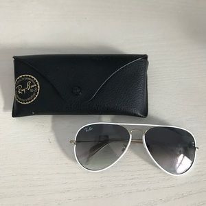 Ray Ban Sunglasses White Gold Aviators